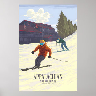 Poster Montanha de Esqui Appalachian Carolina do Norte EU