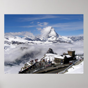 Pôster Montanha de Matterhorn e estação de Gornergrat