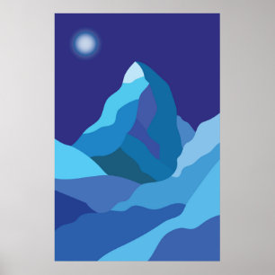 Poster Montanha de Matterhorn. Noite do inverno