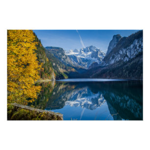 Pôster Montanha Fall Dachstein Refletindo em Gosausee Lak