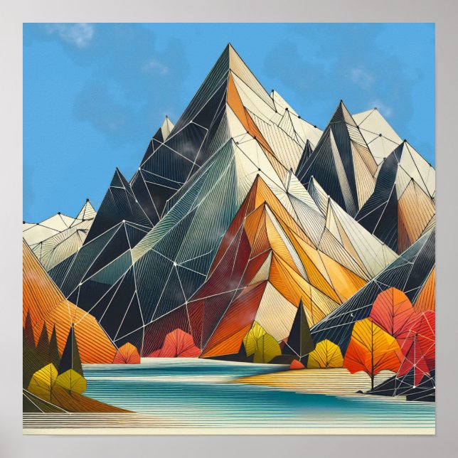 Poster Montanha geométrica (Frente)