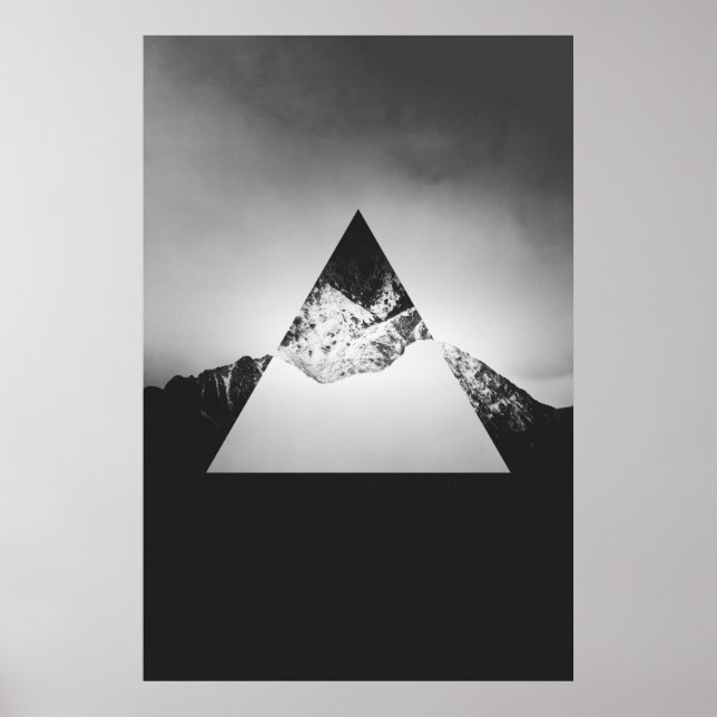 Poster Montanha geométrica espelhada em triângulo (Frente)
