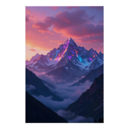 Pôster Montanha Iridescente Sunset
