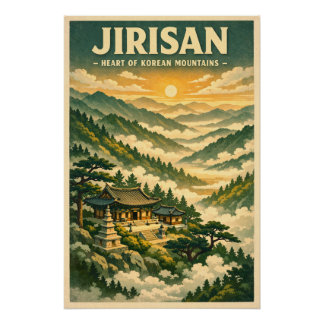 Pôster Montanha Jirisan, Coreia do Sul, em um clássico re
