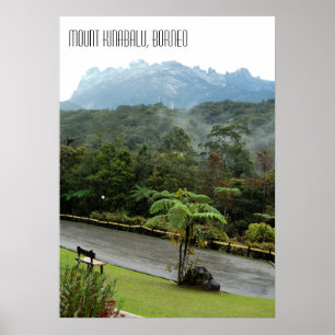 Poster Montanha Kinabalu e selva de Borneo