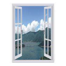 Montanha Lago Trompe l'oeil Faux Window