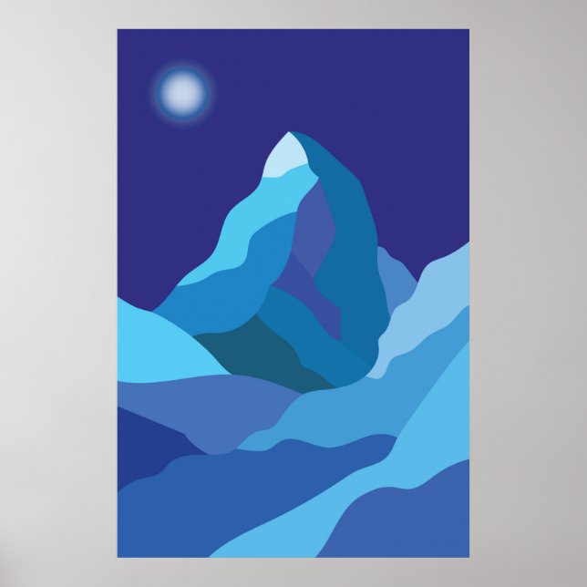 Poster Montanha Matterhorn. Noite de inverno (Frente)