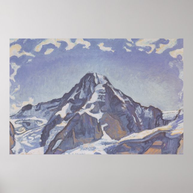 Poster Montanha Monge Com Nuvens (Ferdinand Hodler) (Frente)
