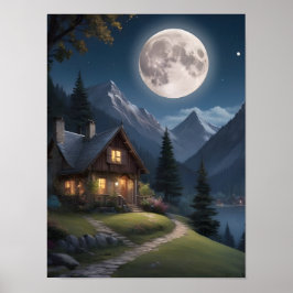Poster Montanha Moonlit Retreat