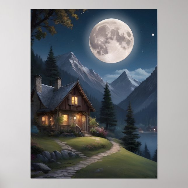 Poster Montanha Moonlit Retreat (Frente)