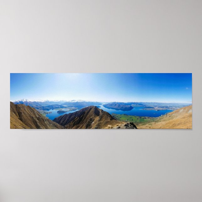 Poster Montanha panorâmica vê Pico de Roy na Nova Zelândi (Frente)
