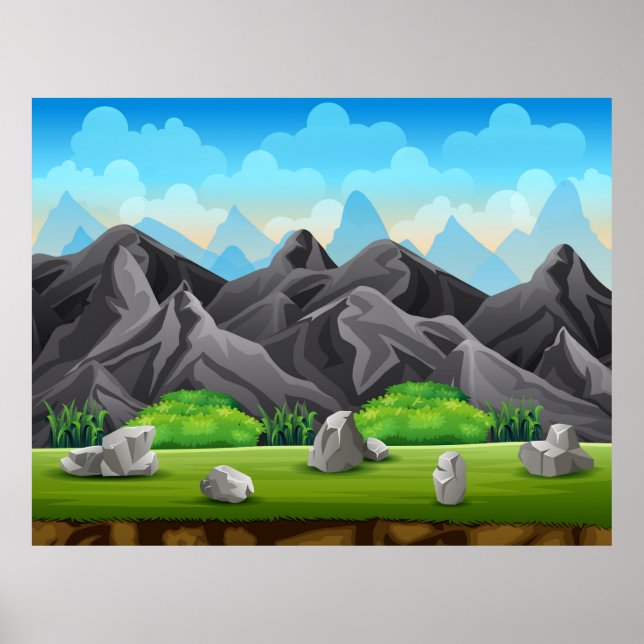 Poster Montanha rochosa natural (Frente)