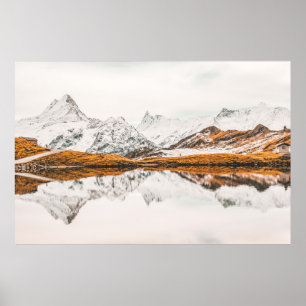 POSTER MONTANHA ROCKY COM CABO DE NEVE SOB O CÉU NUVEM D