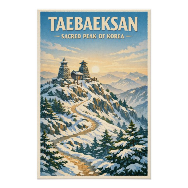 Pôster Montanha Taebaeksan, Coreia do Sul, em um clássico (Frente)