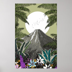 Poster Montanha vulcânica de flor selvagem