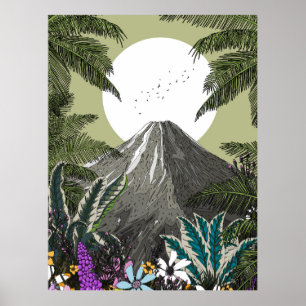 Poster Montanha Vulcão Flor Silvestre