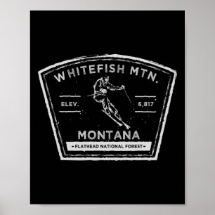Poster Montanha Whitefish Montana Esquiando na Neve