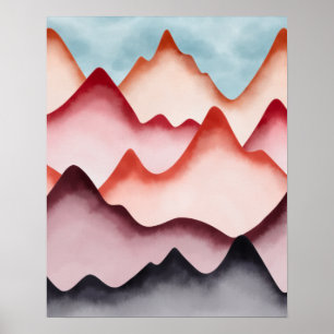 Poster Montanhas Abstratas Coloridas Modernas