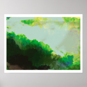 Pôster Montanhas abstrato Verde