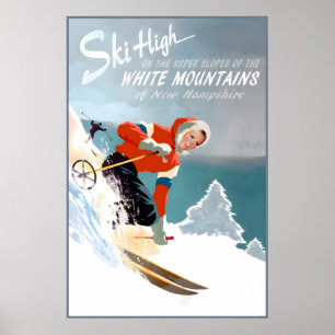 Poster Montanhas Brancas Cartaz de Viagem New Hampshire N