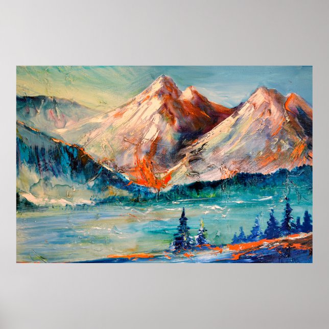 Poster Montanhas, Canyon. Pico de montanha, serra, uma mo (Frente)