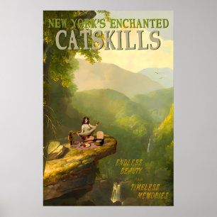 Poster Montanhas Catskill Nova York Cartaz de Viagem Piqu