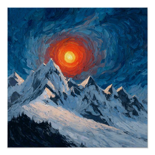 Pôster Montanhas Cobiertas de Neve (Frente)