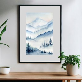 Poster Montanhas da Floresta de Aquarela 5