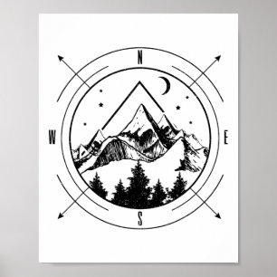 Poster Montanhas de caminhada Natureza Acampamento Comp F