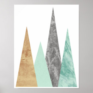 Pôster Montanhas de cobre e minhoca. Geométrico escandina