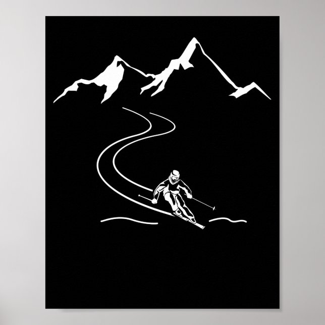 Poster Montanhas de Esqui Esquiadores Esportes de inverno (Frente)