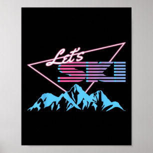 Poster Montanhas de Esqui Retroativo 80s Ski Resort Vinta