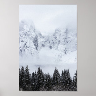 Poster Montanhas de neve e floresta de primavera