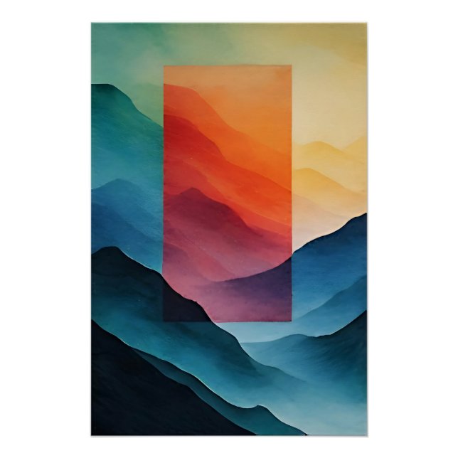 Pôster Montanhas de Sonho Abstratas (Frente)