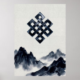 Poster Montanhas de Tinta Tradicional Calma Nó Sem Fim