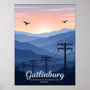 Poster Montanhas do enfumaçado de Gatlinburg Tennessee su
