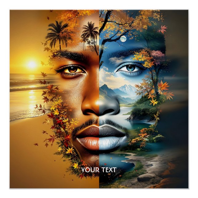 Pôster Montanhas do Mar de Fantasy Cute Man (Frente)