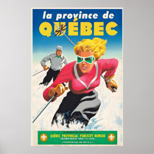 Poster Montanhas do Quebec Canadá Esporte de Inverno Esqu