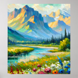 Poster Montanhas e Flores
