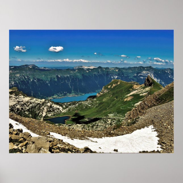 Poster Montanhas e lago de Suiças (Frente)
