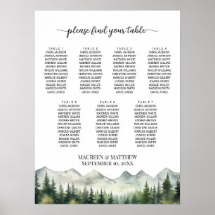 Poster Montanhas e pinos 7 Mesas Casamento