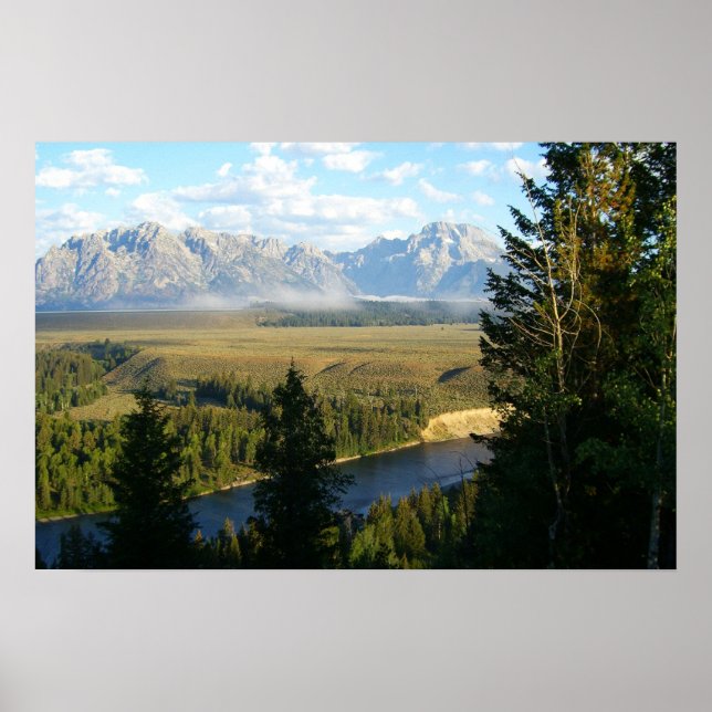 Pôster Montanhas e Rio de Jackson Hole (Frente)