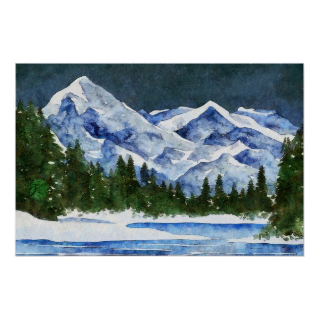 Pôster Montanhas e Stream (Frente)