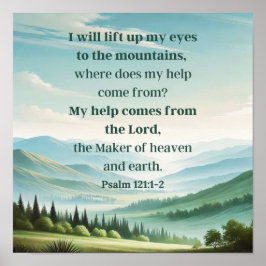 Poster Montanhas Escritura 121:1-2, Levanto Meus Olhos