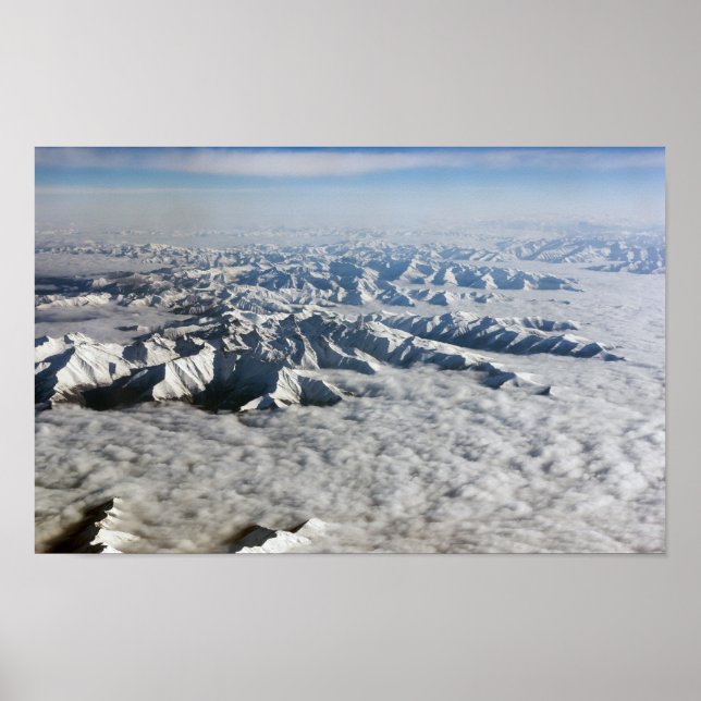 Poster Montanhas Himalaya sob nuvens - Tibete (Frente)