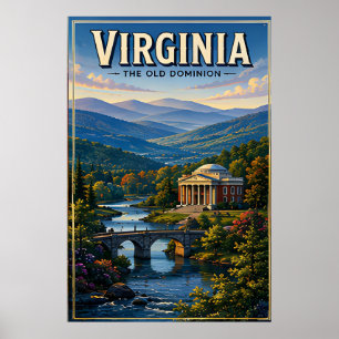 Poster Montanhas Históricas da Blue Ridge na Virgínia