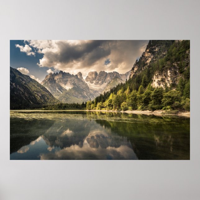 Poster Montanhas | Lago Dürrensee, Dolomites, Itália (Frente)