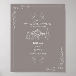Poster Montanhas Line Art Ametyst Wedding