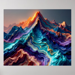 Poster Montanhas Marble Flow – Arte Abstrata Colorida em