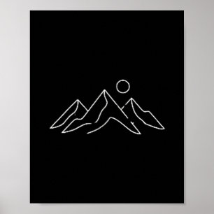 Poster Montanhas Minimalistas Sol Natureza Caminhada Arte